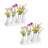 thumbnail of Jinfa Handgefertigte kleine Keramik Deko Blumenvasen 2 Set aus 7 Vasen in weiß