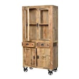 thumbnail of SIT Möbel Vitrinekast op wielen | mangohout gelakt | 4 deuren, 2 laden | naturel antiek | B 90 x D 40 x H 180 cm | 01904-04 | Serie RUSTIC