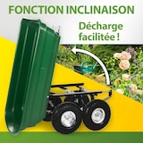 thumbnail of Chariot de jardin à Benne basculante Charge 200kg 75L - Chariot de Transport 4 roues Bois, Terre, Mobilier de Jardin Plage KZ