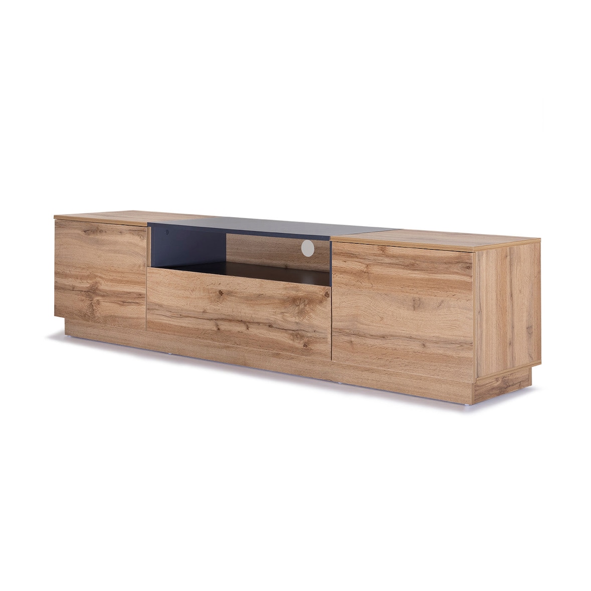 Mueble TV Industrial 2 Puertas y 1 Cajon 180cm Roble y Gris