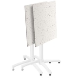 thumbnail of Set van 60 cm terrazzo tafel en 4 grijze metalen stoelen