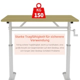 thumbnail of Schreibtisch höhenverstellbar 90x100x60 cm Holz mit Handkurbel, Metallgestell, kompakt für Homeoffice und Arbeitszimmer