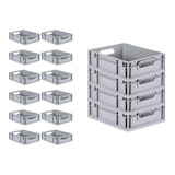 thumbnail of PROREGAL SuperSparSet 16x Eurobox NextGen Economy mit Scharnierdeckel & schwarzen Verschlüssen, Griffe offen, HxBxT 12x30x40cm, 11L, Eurobehälter, Box