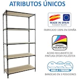 thumbnail of Maderclick schraubenloses Metallregal 5 Böden. Farbe ANTHRAZIT/HOLZ 1800x900x400 mm