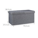 thumbnail of Relaxdays Sitzbank, mit Stauraum, faltbar, gepolstert, klappbarer Deckel, Flur, Schlafzimmer, Truhenbank, dunkelgrau