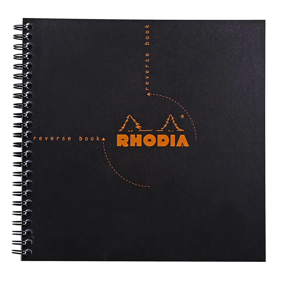 Rhodia 5x Reverse Book Rhodia 21x21cm, mit Doppelspirale, 80 Blatt kariert 80g, abtrennbar - Schwarz 193609C