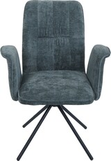 thumbnail of 6er-Set Esszimmerstuhl HWC-N99, drehbar Armlehne Auto-Return, Stoff/Textil Chenille (340g/m²) Öko-Tex ~ blau-grün