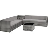 thumbnail of tectake Wicker Loungeset Verona - UV-bestendig Materiaal - Moderne Hoekbank - Comfortabele Zitkussens - Grijs voor Buiten
