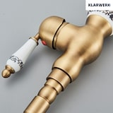 thumbnail of JULIAN | Premium Vintage Küchenarmatur Messing Gold | Edelstahl Retro Wasserhahn Mischbatterie Küche Gastro | 360° drehbar 2 Anschlüsse