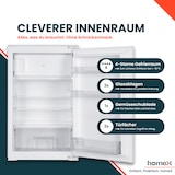 thumbnail of homeX CFB1181E Einbaukühlschrank mit Gefrierfach, 88cm Nische - 118 Liter, Schlepptürtechnik, LED-Beleuchtung, 37 dB
