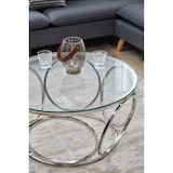 thumbnail of SalesFever Couchtisch rund Ø 80 cm, Klarglasplatte 8 mm stark, Edelstahl-Gestell silbern, B 80 x T 80 x H 40 cm, silbern