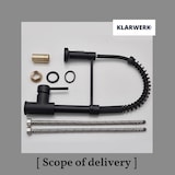 thumbnail of KLARWERK® Bernd | Gastronomie Küchenarmatur Schwarz mit Feder | Flex Edelstahl Wasserhahn Küche | Mischbatterie 360° drehbar | Hochdruck 2 Anschlüsse