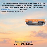 thumbnail of D&C Toner für HP Color LaserJet Pro MFP M 177 fw Tonerkassette Schwarz 1.300 Seiten kompatibel HP Color LaserJet Pro MFP M 177 fw Drucker 130A, CF350A