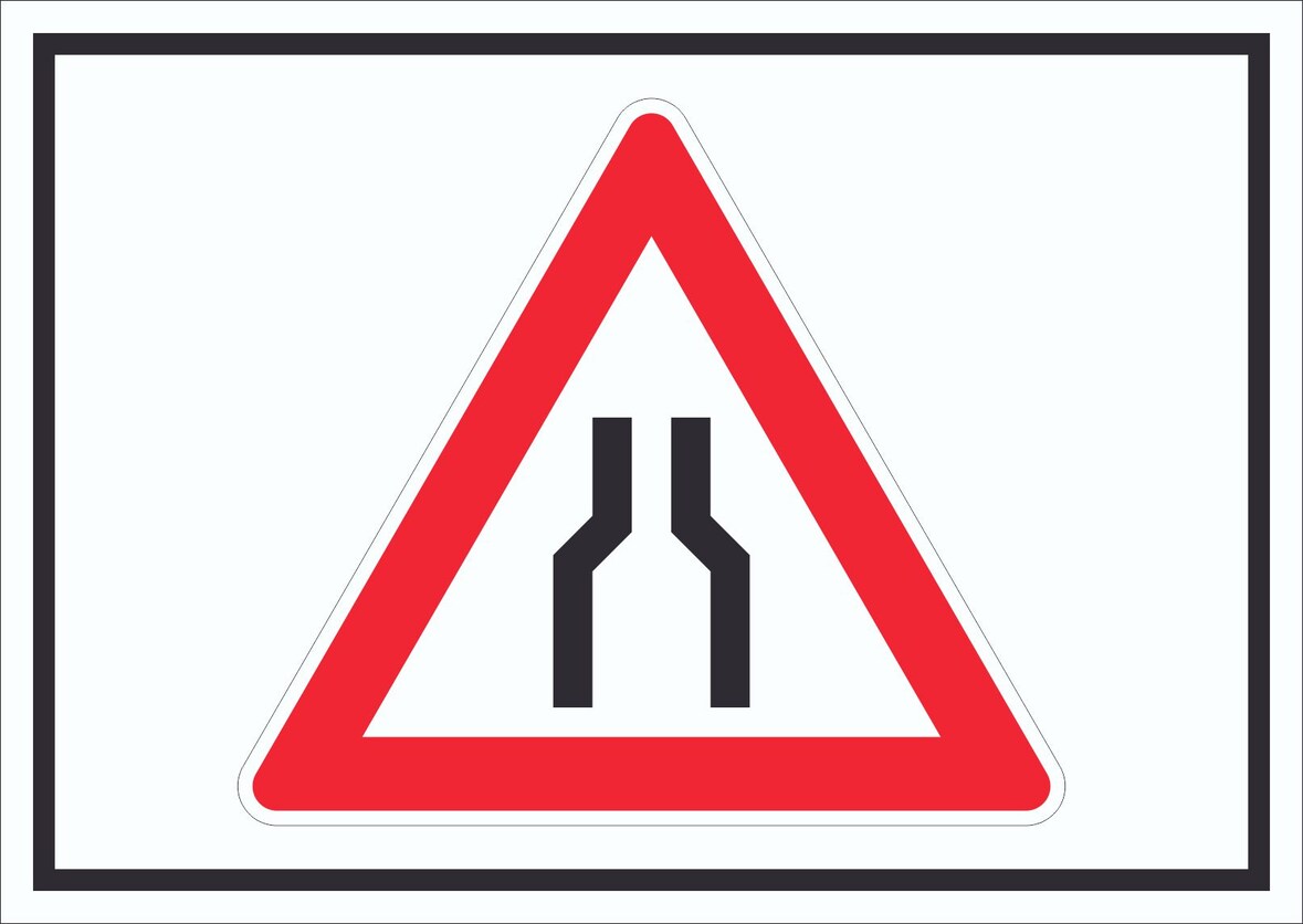 Schild Achtung Verengte Fahrbahn Symbol A4 (210x297mm)
