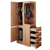 thumbnail of Kleiderschrank 70x40x170 cm Naturholz mit Tür und 4 Schubladen offenem Hängebereich und Fächern platzsparendes Design für Schlafzimmer Büro