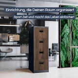 thumbnail of Hängeregisterschrank abschließbar TION - 4 Schubladen mit Schloss | Aktenschrank Büroschrank aus Stahl Metallschrank, 132x46x62cm Anthrazit-Nussbaum