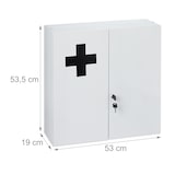 thumbnail of Relaxdays Medizinschrank XXL, abschließbar, 11 Fächer, Stahl, HBT: 53,5x53x19 cm, Arzneischrank 2-türig, weiß/schearz