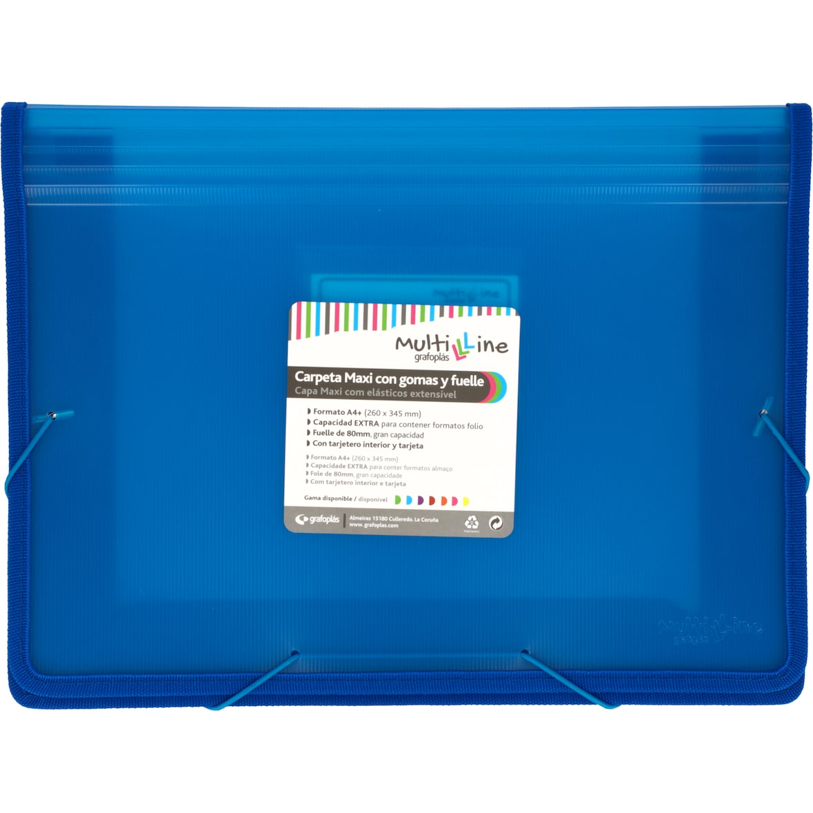 Pasta com fole e elásticos PP “Multiline” Azul