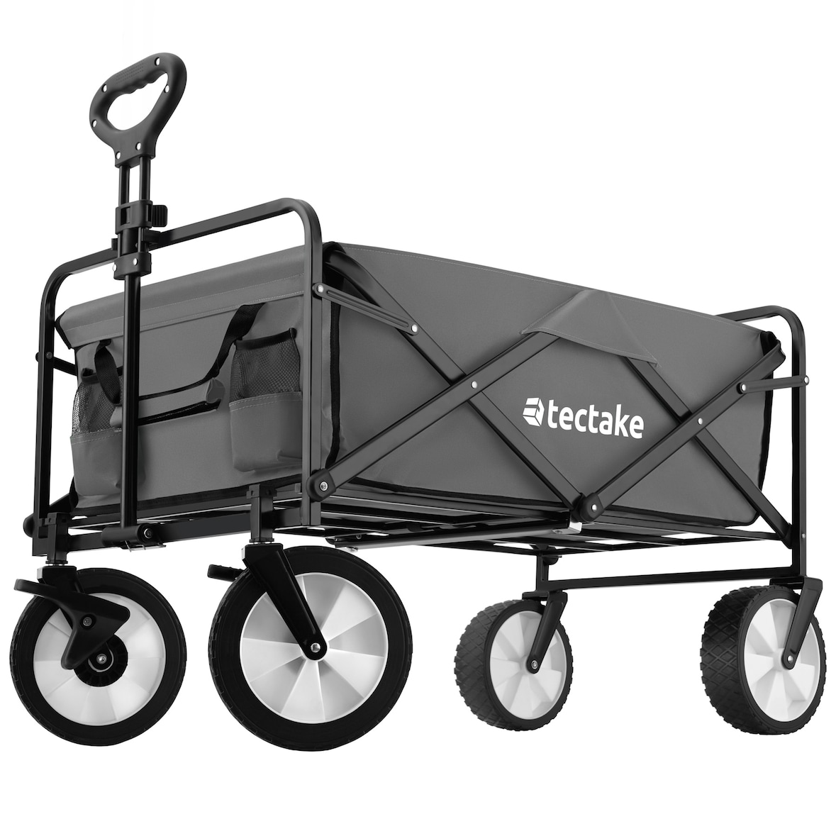 tectake Chariot pliable LEON avec freins, capacité de charge 80kg - gris - 404977