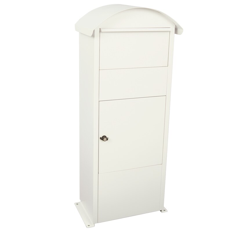 PROREGAL Robuster freistehender Briefkasten Victorian aus pulverbeschichtetem verzinkten Stahl | HxBxT 110x41x27cm | Einwurföffnung 36x17cm | Weiß