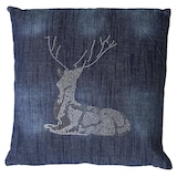 thumbnail of Herten sierkussen, bankkussen sierkussen met vulling, blauwe glittersteentjes 45x45cm