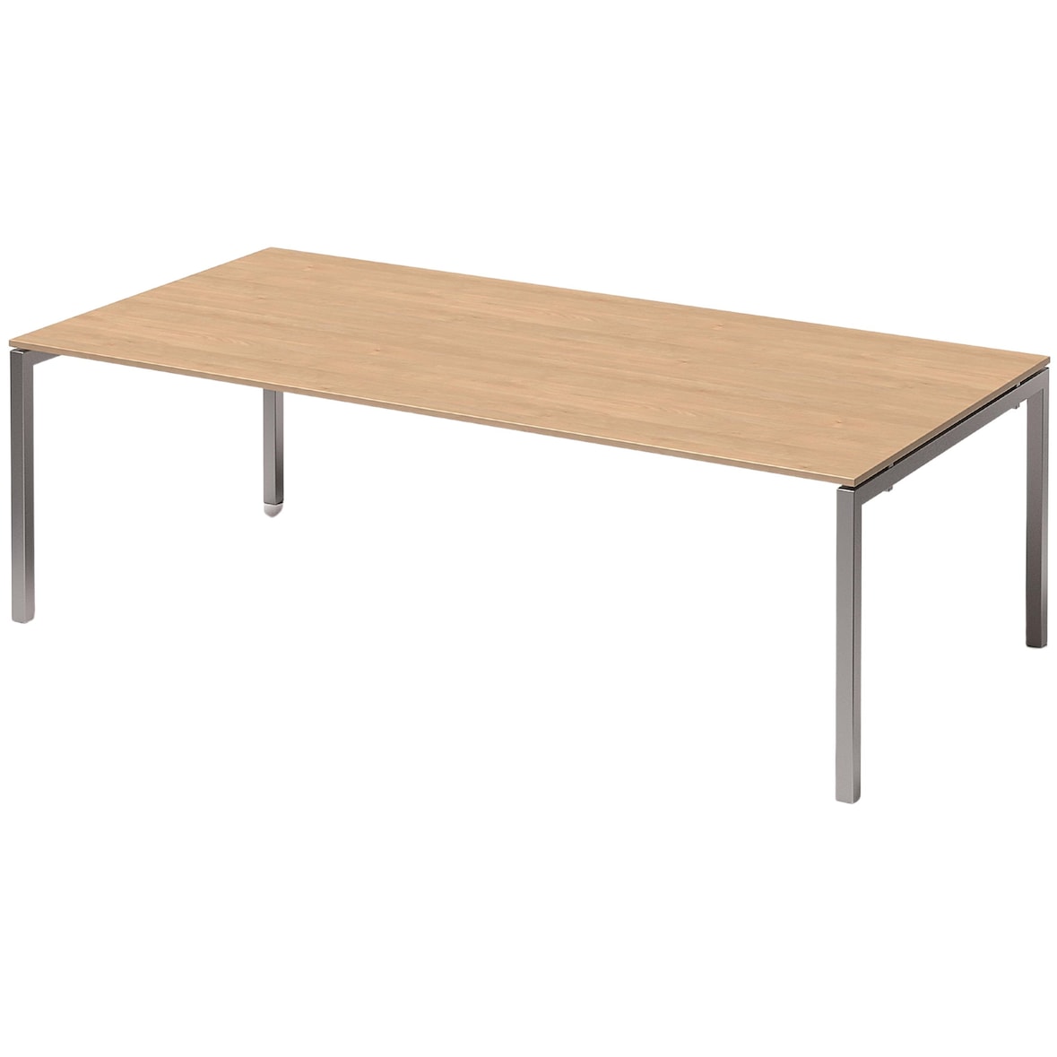 Bisley Cito Konferenztisch 240x120 cm, Tischplatte in Ahorn, U-Gestell in Silber - Besprechungstisch & Meetingtisch, großer Chef Schreibtisch