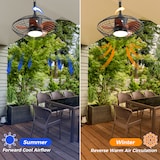 thumbnail of Deckenventilator Outdoor Schwarz mit Fernbedienung und LED 18W 3CCT Timer, leiser DC Motor reversibel, 5 ABS Flügel, Aufhänghaken, 48x51x51 cm