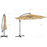 thumbnail of UAC Ampelschirm Sonnenschirm  Ø 300 cm, mit Kurbel, UV-Schutz bis UPF 50+, robuste(s) Schirmrippen Fußkreuz, Kurbelschirm, Taupe
