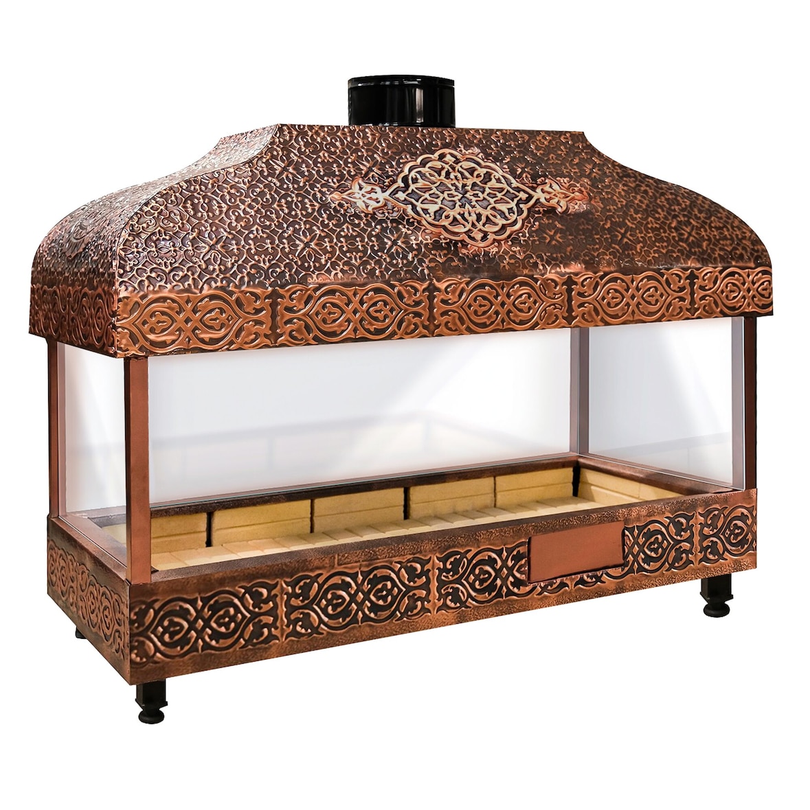 Barbecue 2 Mètre cuivre vitre sur les côtés