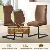 thumbnail of Esszimmerstuhl Set 2er braun+schwarz 99x44x45 cm mit ergonomischer Rückenlehne, Tech Stoff Bezug, Metallgestell, rutschhemmende Füße