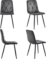 thumbnail of Esszimmerstühle 4er-Set Samt Grau mit schwarzen Metallbeinen, gepolstert, belastbar bis 150 kg