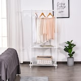 thumbnail of Suporte para Cabide Dobrável com 2 Prateleiras e  1 Barra para Pendurar Roupas para Sala Quarto Entrada 107,5x45x150 cm