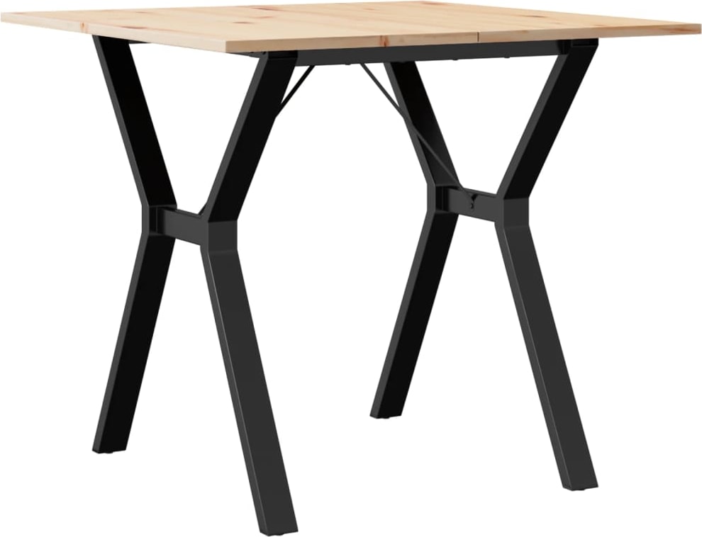 Décoshop26 - Esstisch im Industriedesign mit Y-förmigem Gestell 80 x 80 x 75 cm massives Kiefernholz und Stahl DEC036840
