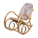 thumbnail of Décoshop26 - Fauteuil à bascule rocking chair en bois clair et tissu fleur marron FAB04023