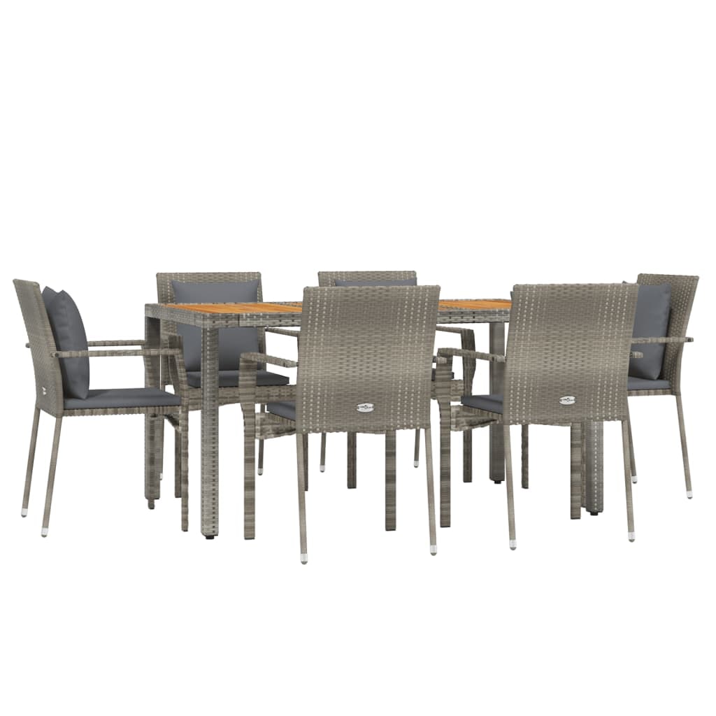 HELLOSHOP26 - 7 piezas ratán gris muebles de comedor de jardín y cojines 02_0014902
