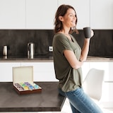 thumbnail of Relaxdays Teebox, 12 Fächer, Holz, Organizer für Teebeutel und Kaffeepads, Teekiste groß HBT: 7,5 x 29 x 26 cm, braun