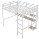 thumbnail of Hochbett 140x200 cm aus Eisenrahmen mit Schreibtisch und Steckdose – funktionales Design und hohe Sicherheit Weiß
