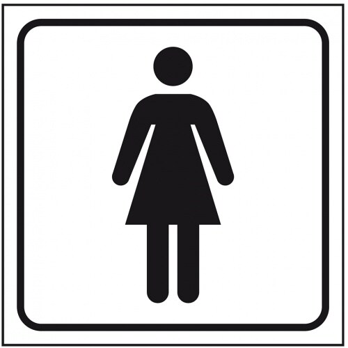 Aufkleber I Standard Piktogramm WC Damen, weiß/schwarz, Folie, selbstklebend, 150x150mm, ASR A4.1
