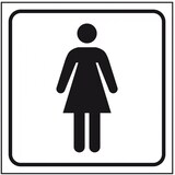 thumbnail of Aufkleber I Standard Piktogramm WC Damen, weiß/schwarz, Folie, selbstklebend, 150x150mm, ASR A4.1