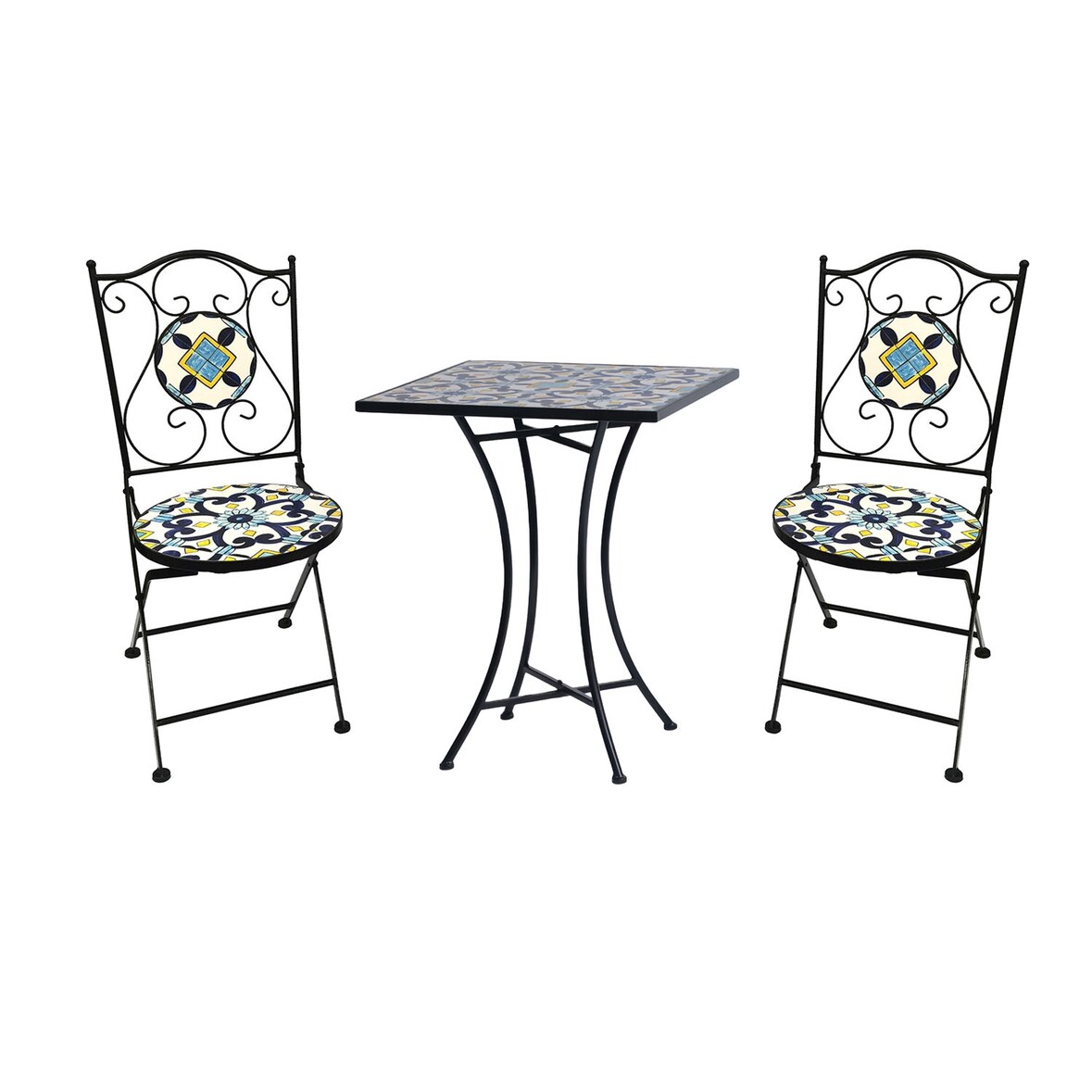 Mosaik Sitzgarnitur Set 3-teilig Sitzgruppe Gartenmöbel Tisch Stühle