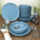 thumbnail of Ritzenhoff 12tlg Tafelservice Jasper Graublau Steingut Speiseteller Suppenteller