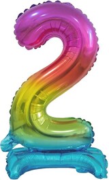 thumbnail of Folienballon Zahl 2 bunt regenbogen stehend