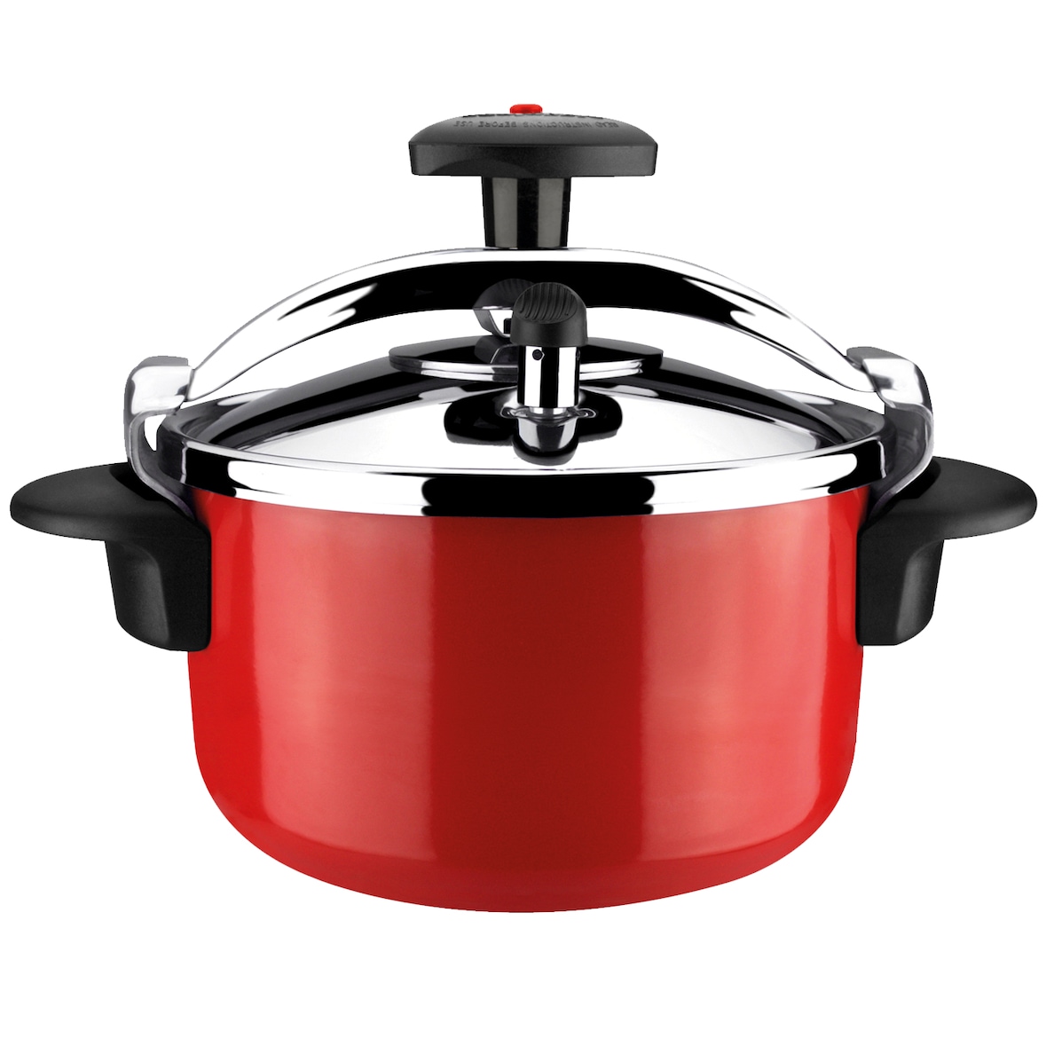 Magefesa Castell - Olla Express Tradicional Roja de 4 L, Acero Inoxidable 18/10, Todas las Cocinas, Inducción Total, Cocina Sana, Pomo Rotatorio