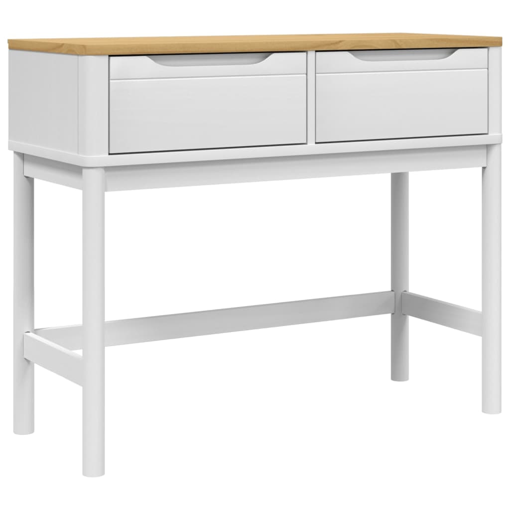 Décoshop26 - Konsolentisch mit zwei Schubladen 89,5 x 36,5 x 73 cm Kiefernholz und weiß-eiche MFD DEC031988