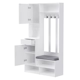 thumbnail of Garderobenset Komplett-Set Flurgarderobe mit Sitzbank 100x180x35 cm Weiß aus MDF mit 4 Haken und Schubladen