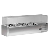 thumbnail of Pizzakühltisch - Pizzatisch mit 2 Türen inkl. Glaskühlaufsatzvitrine für 1/3 GN Behälter - IDEAL schwarze Granitarbeitsplatte