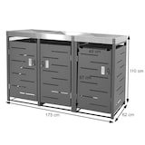 thumbnail of 3er-Mülltonnenverkleidung HWC-H40b, Mülltonnenbox, Pflanzkasten Edelstahl-Metall-Kombi 63kg 110x175x62cm erweiterbar