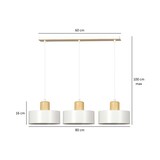 thumbnail of Sospensione Nordica 3 Luci Surya In Acciaio Bianco E Legno