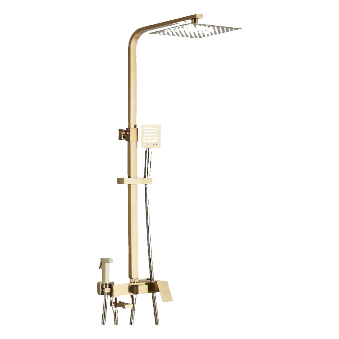 LANA| Conjunto de chuveiro de chuva premium em aço inoxidável dourado brilhante | Torneiras de design sistema de chuveiro|completo com chuveiro de mão