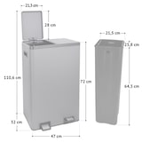 thumbnail of SVITA TMH2X30 Vuilnisbak 60L Afvalscheidingssysteem 2 Vakken 2x30L Softclose-deksel Pedaal Verbergbaar Kunststof Binnenemmer Taupe